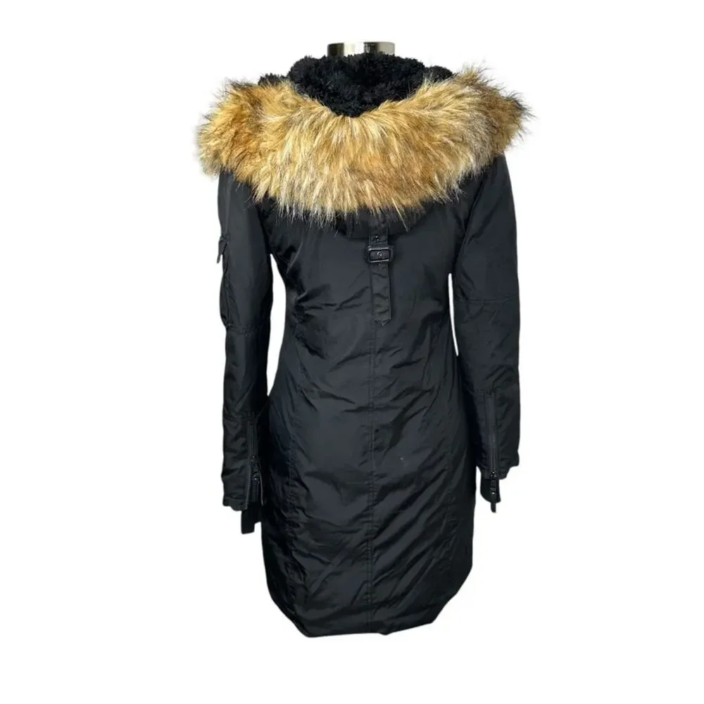 S13 SAM. NY Down Eskimo Coat Black Size XS Faux Fur Hood Jacket Warm - Picture 5 of 12